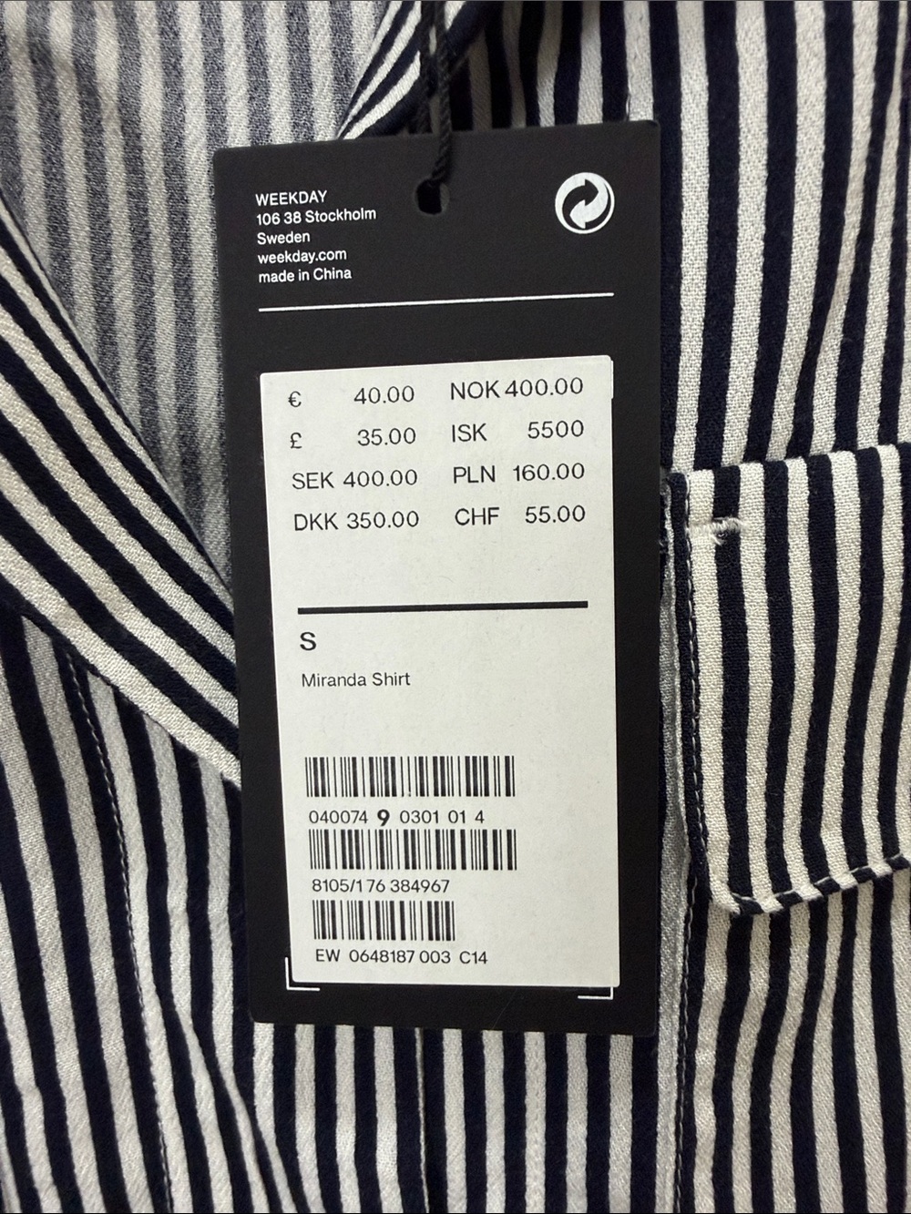 Weekday Black & White Vertical Stripe Button-Down Shirt - Picture 3 of 6
